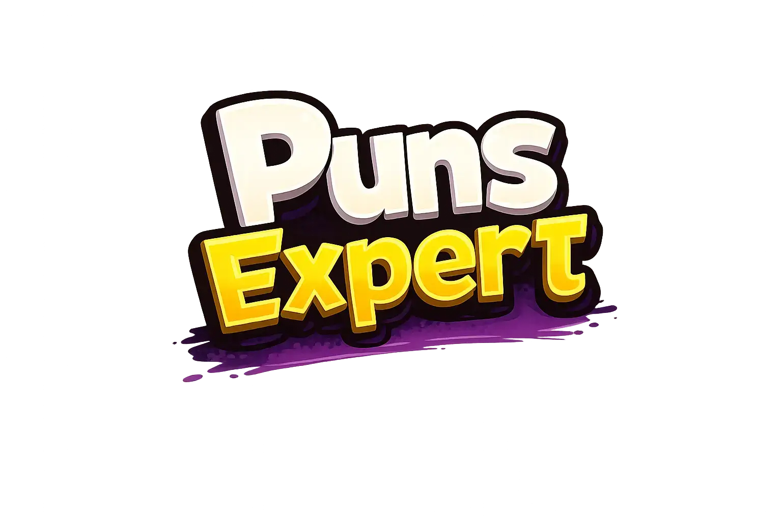 Official Puns Expert logo with laughing emoji.