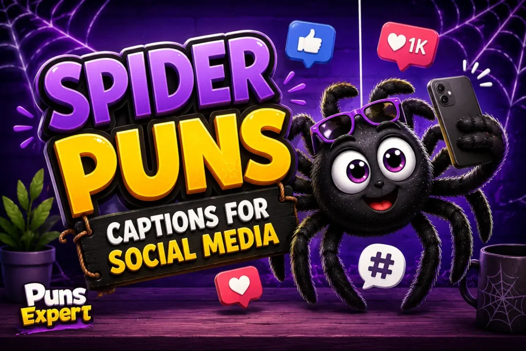 spider puns social media captions